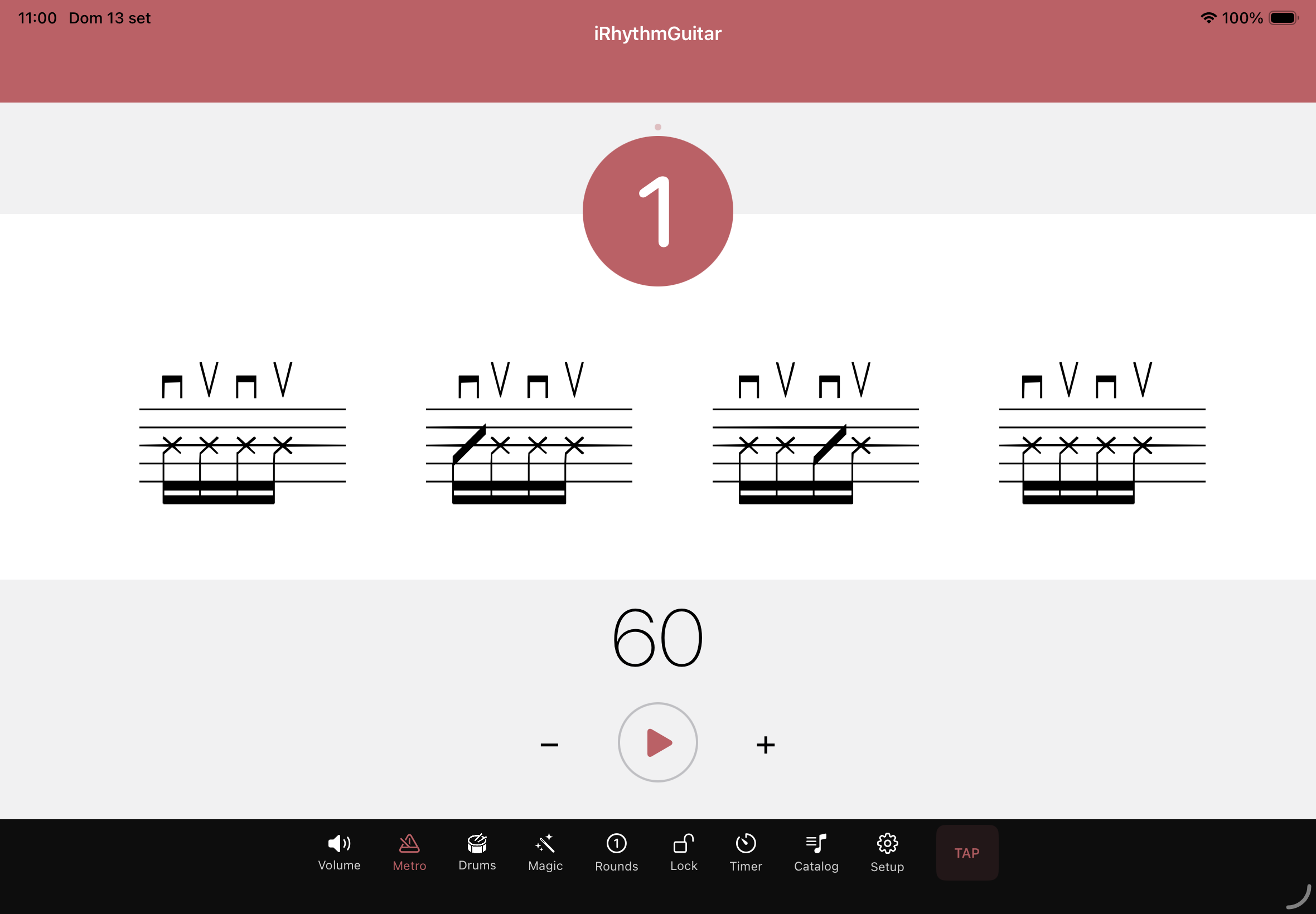 Schermata principale di iRhythm Guitar