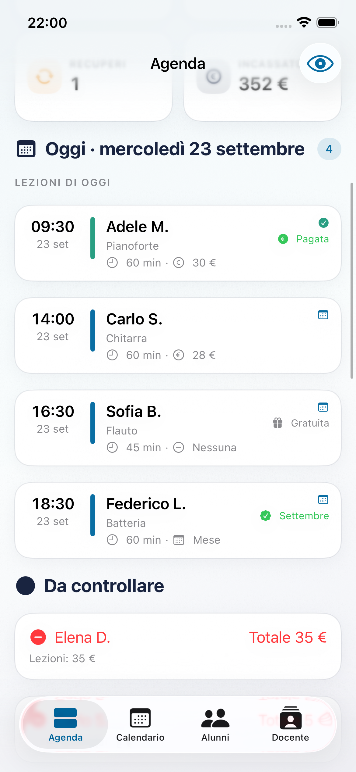 Calendario Musenda su iPhone